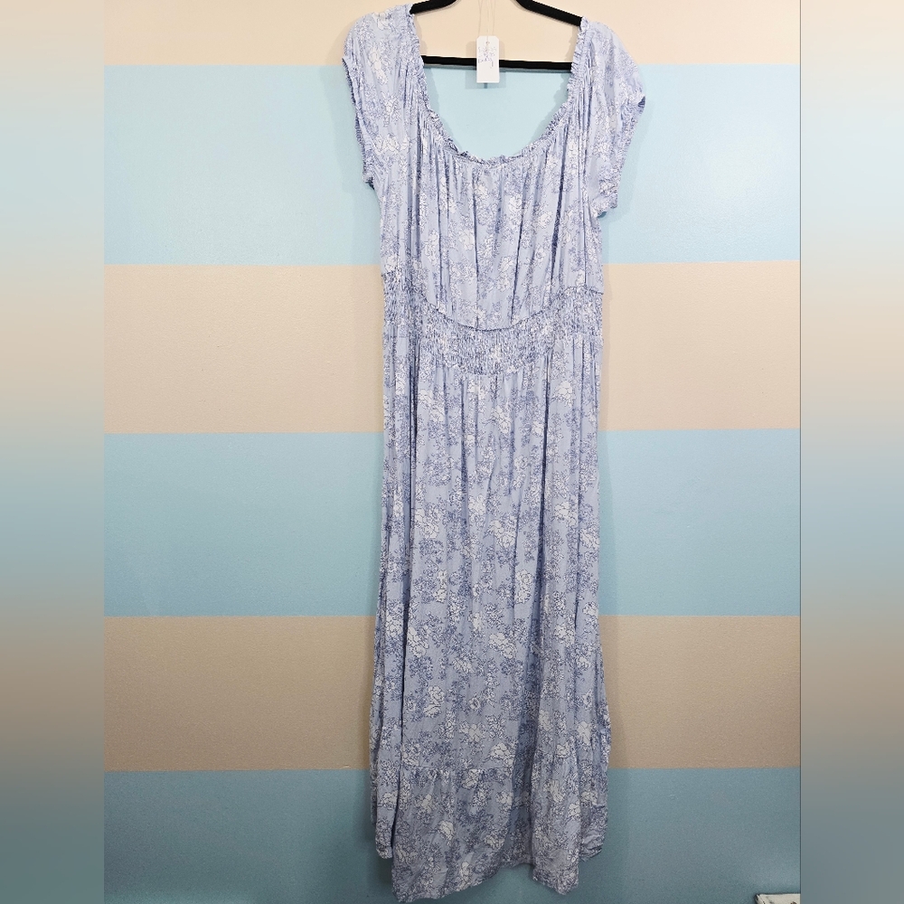 J For Justify Plus Size Elegant Blue Floral Women's Dress - Picture 6 of 7